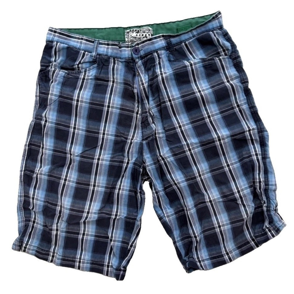 Billabong Men's Size 33 Blue Plaid Cargo Shorts Y2K Skate Surf Cotton